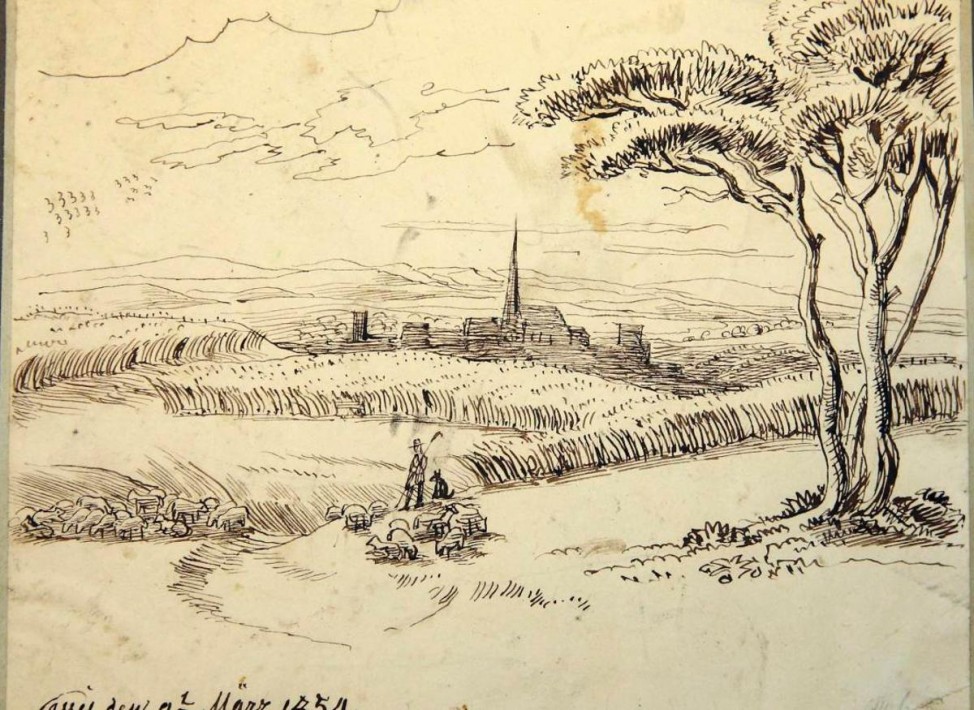 Ludwig Emil Grimm signierte und datierte diese Zeichnung: „Cassel den 9ten März 1854“. © Andreas Fischer